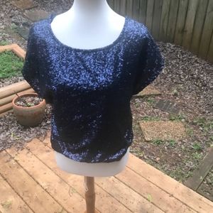 Xhilaration Navy blue sequin top